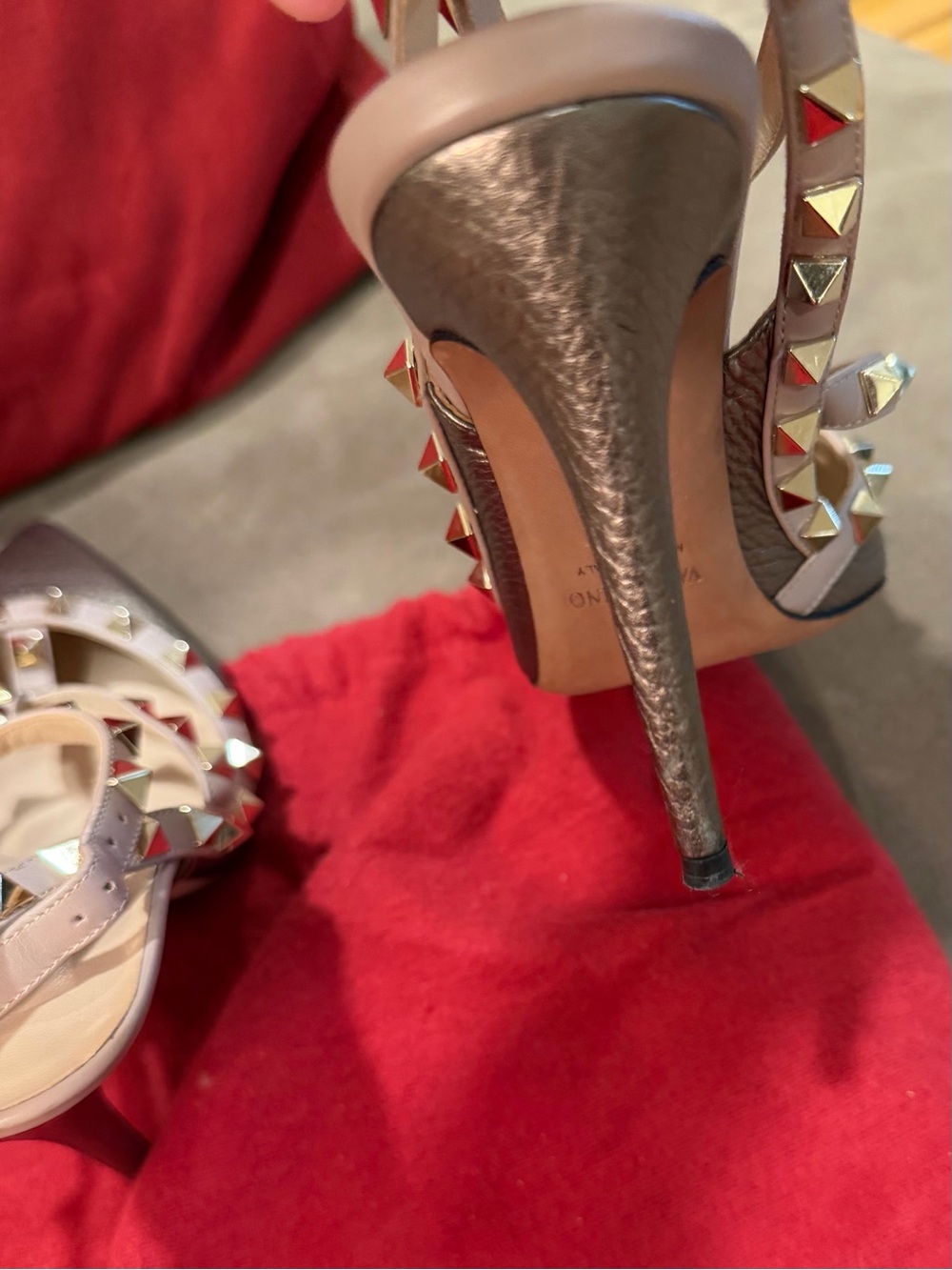 Valentino Metallic Gray Studded Stiletto Sandals